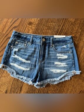 American Eagle Outfitters Distressed Blue Denim Shorts